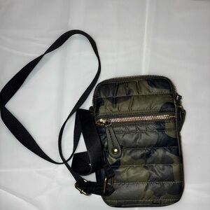 2/$35 Y2K Green Black Urban Camo Crossbody Bag Quilted Puffer Streetwear Utility